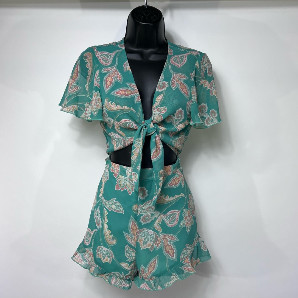 Show Me Your MuMu Teal Paisley Romper